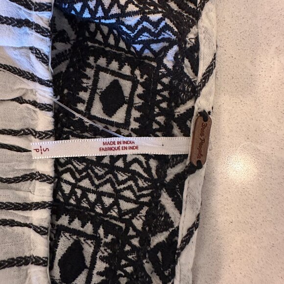 Free People Lola Embroidered Boho Striped Mini Peasant Dress Black/White Size S - Picture 6 of 7